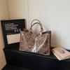 Borsa a Spalla con Stampa Leopardo Trasparente Grande Capacità da Pendolare Borsa Tote da Donna
