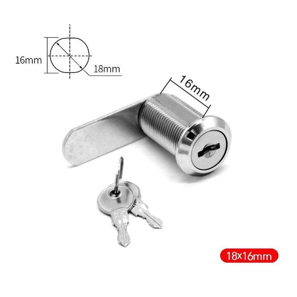 16/20/25/30mm Zinc Alloy Security Lock Set with 2 Key Drawer Lock Durable Cam Locks