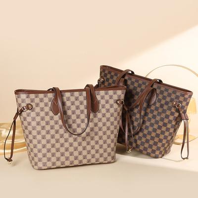 Nova bolsa feminina retrô de grande capacidade xadrez tote bag moderna simples e versátil bolsa de ombro portátil