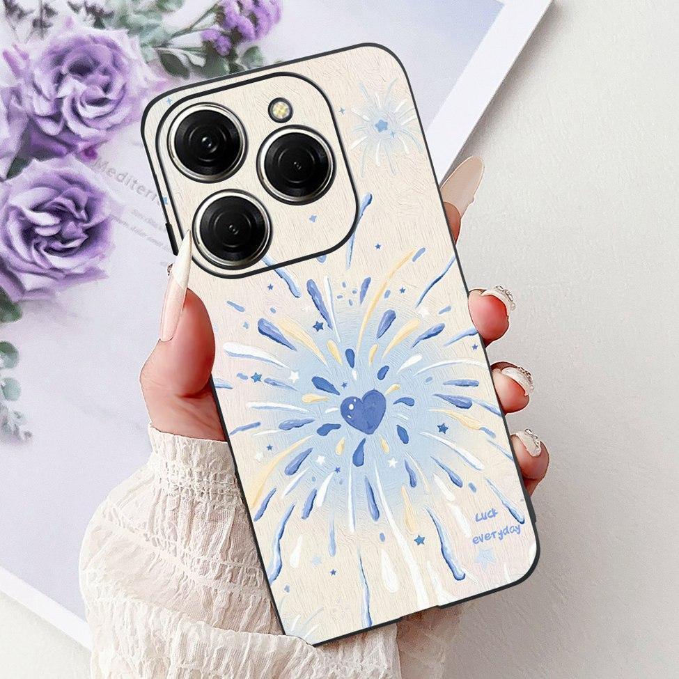 For Techno Spark 20Pro KJ6 Back Cover For Tecno Spark 20 Pro Case Black Silicone Fashion Luxury Cute Cartoon Shockproof Bumper