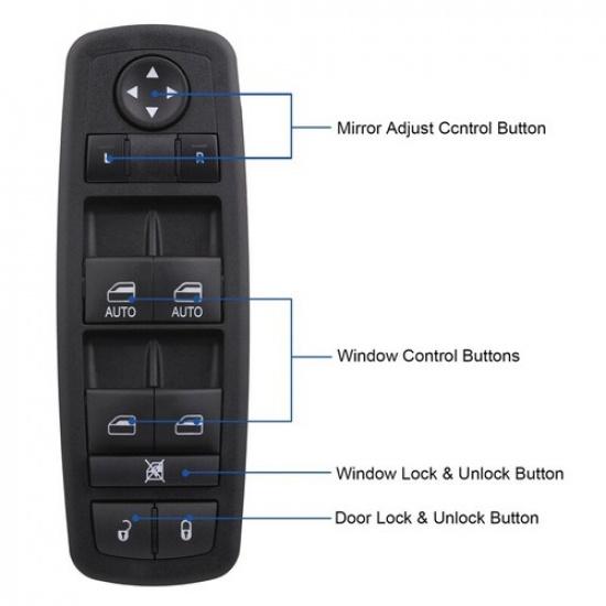 Window Switch Control Button For 2012-2014  Chrysler/Dodge/Ram 68298866AA 2 Auto