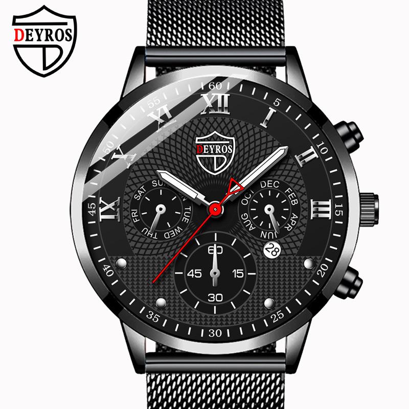 

Модний чоловічий годинник Годинник з нержавіючої сталі Чоловічий повсякденний годинник Діловий годинник Календар Кварцовий годинник срібний