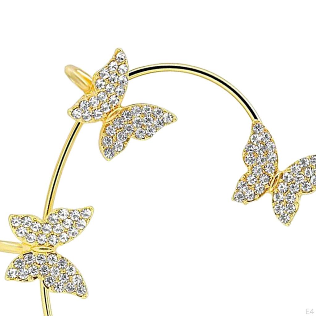 Cuff Earring Butterfly French Style Non- Sparkling Ear Clip Metal Elegant Fashion for Girls