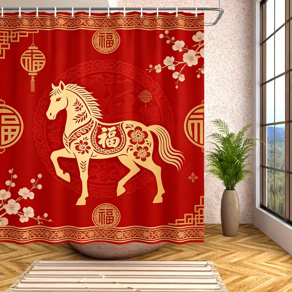 Spiral Galaxy in Deep Space with Asteroids Waterproof Shower Curtain for Cosmic Bathroom Decor