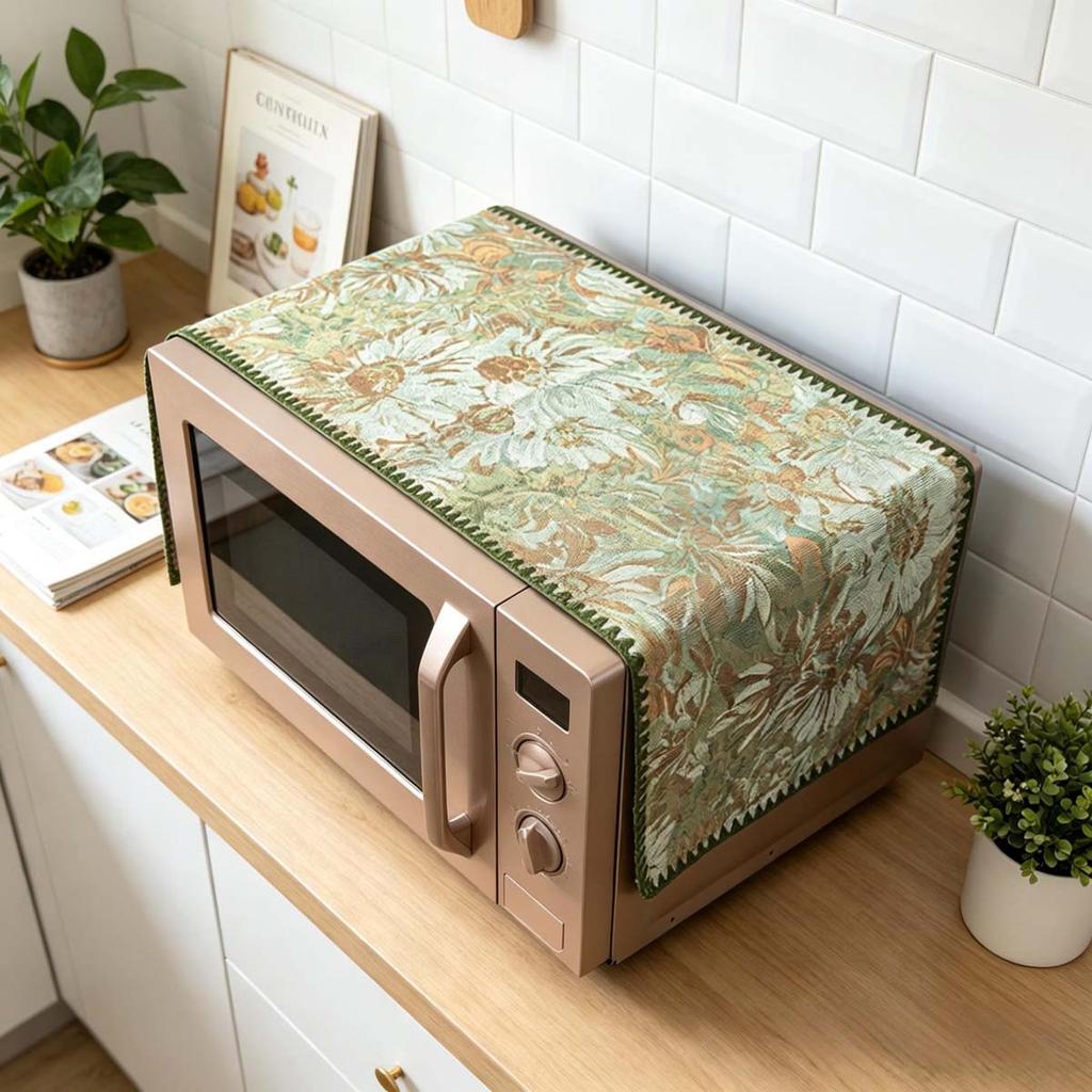 30x90cm Easy to Install Cotton Linen Microwave Dust Cover Anti Dust Cover