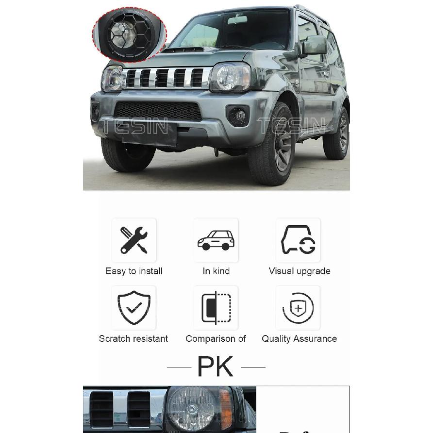 TESIN Car Front Fog Light Lamp Hoods Protector Cover For Suzuki Jimny 2012-2017 Foglight Decoration Guard Exterior Accessories