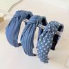 1pcs Vintage Western Denim Polka Dot Striped Headbands Fashion Knotted Hair Hoop Daily Wear Stylish Hair Accessories