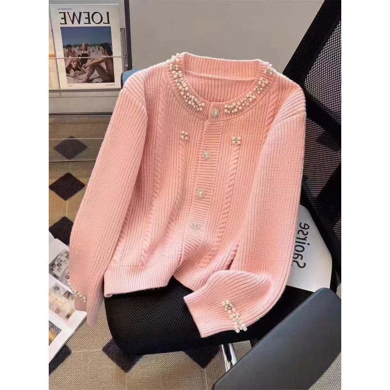 Premium Heavy Industry Beads Exquisite Knitted Cardigan Gentle Sweet Beautiful Women Sweater Autumn and Winter New