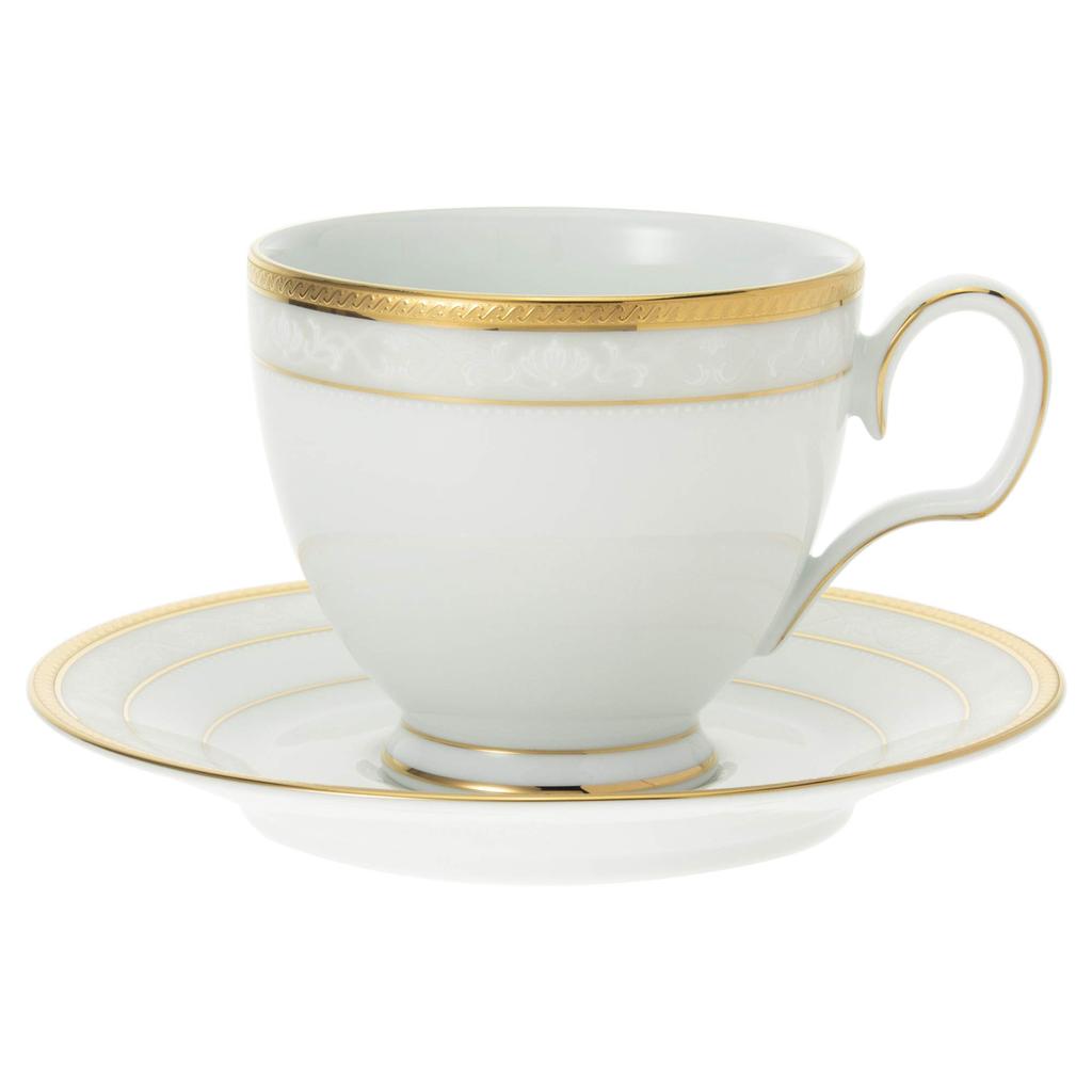 Noritake Cup Saucer 250cc Hampshire Gold Fine Porcelain & (Pair Set) (Coffee/Tea) (P91988/4335)