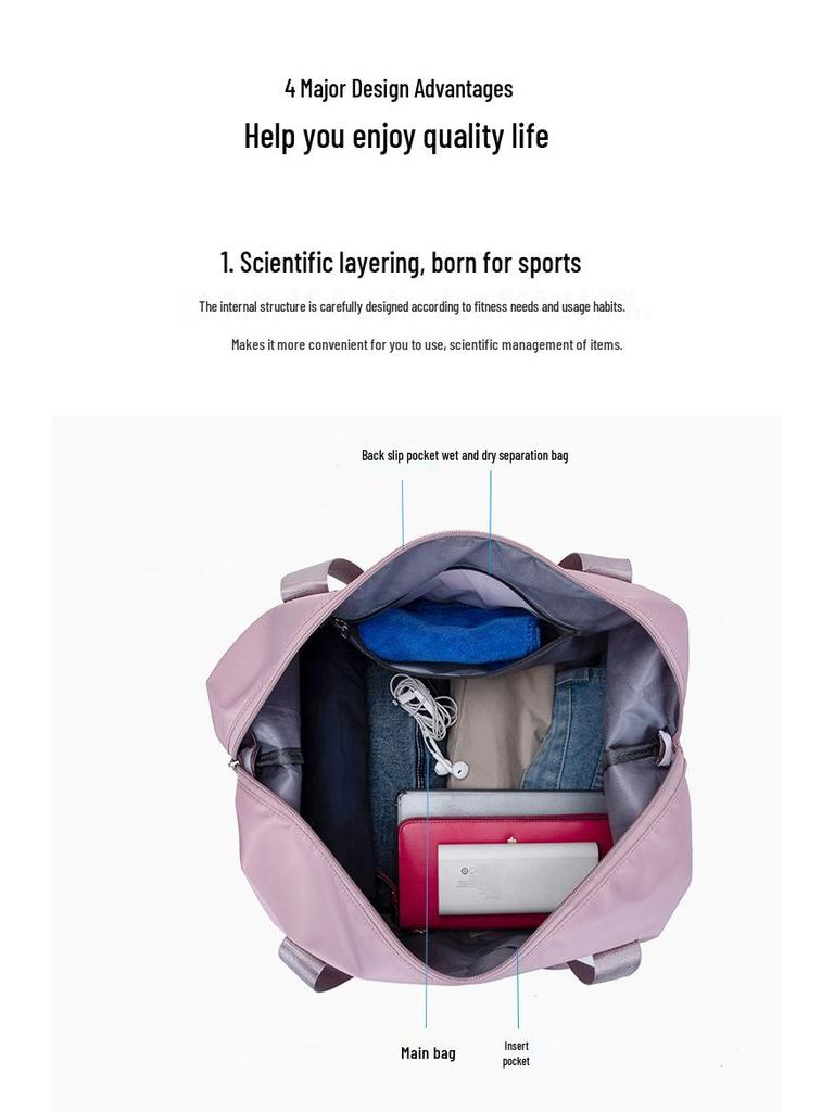 Expandable Large Capacity Travel Bag with Dry/Wet Separation, Portable Handheld Style for Fitness and Luggage Storage