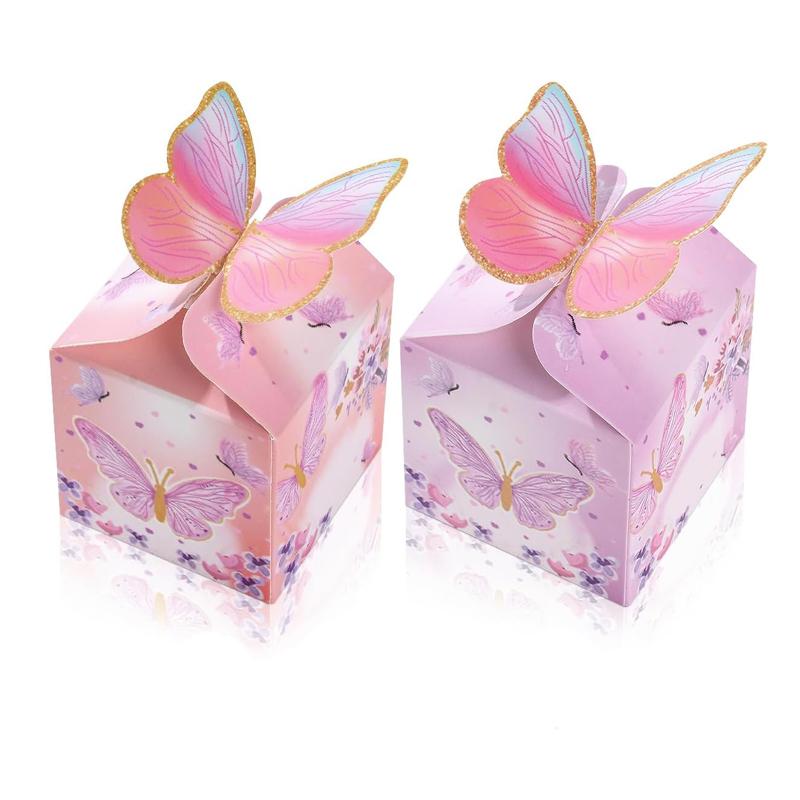 6/12Pcs Butterfly Treat Floral Paper Candy Gift Chocolate Present Boxes Decoration for Birthday Wedding Baby Shower Party Favor 5