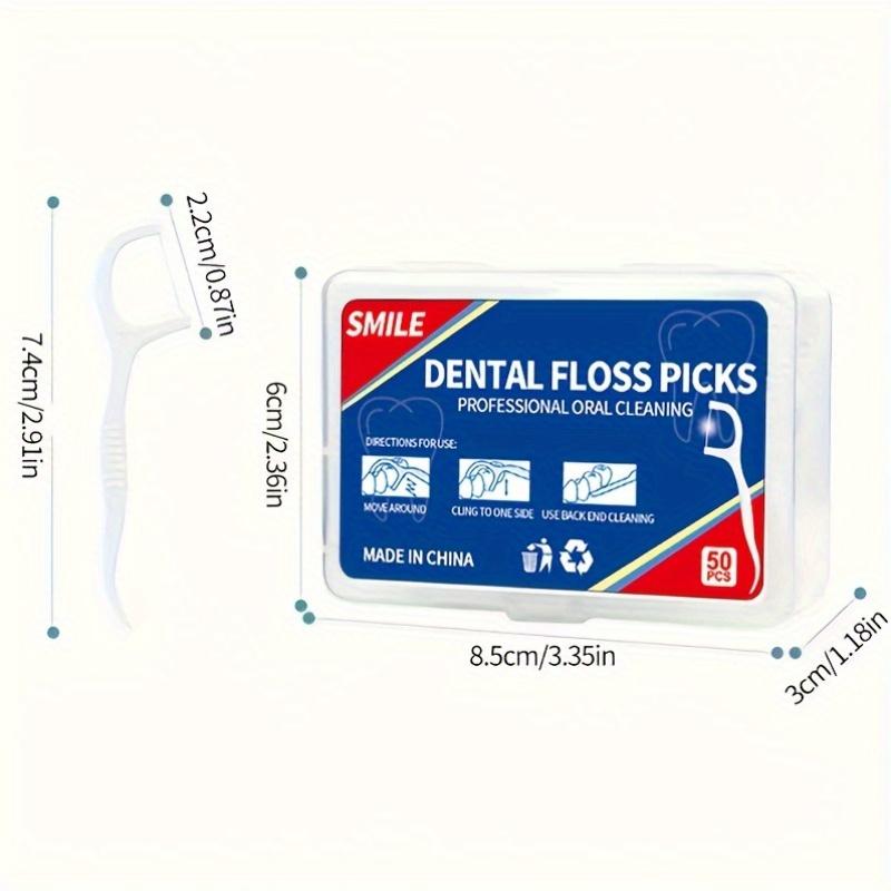 50 Piece Set of Healthy Dental Floss Sticks - Deep Cleaning, Portable and Disposable Daily Oral Care, Teeth Cleaning Tools
