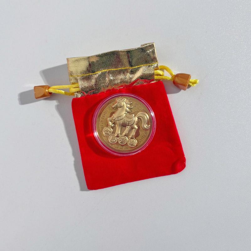 Horse Year Souvenirs Coin Zodiac Horse Keychains Mobile Phone Chains Bags Pendent Spring Festival Supplies Latest Year Gifts