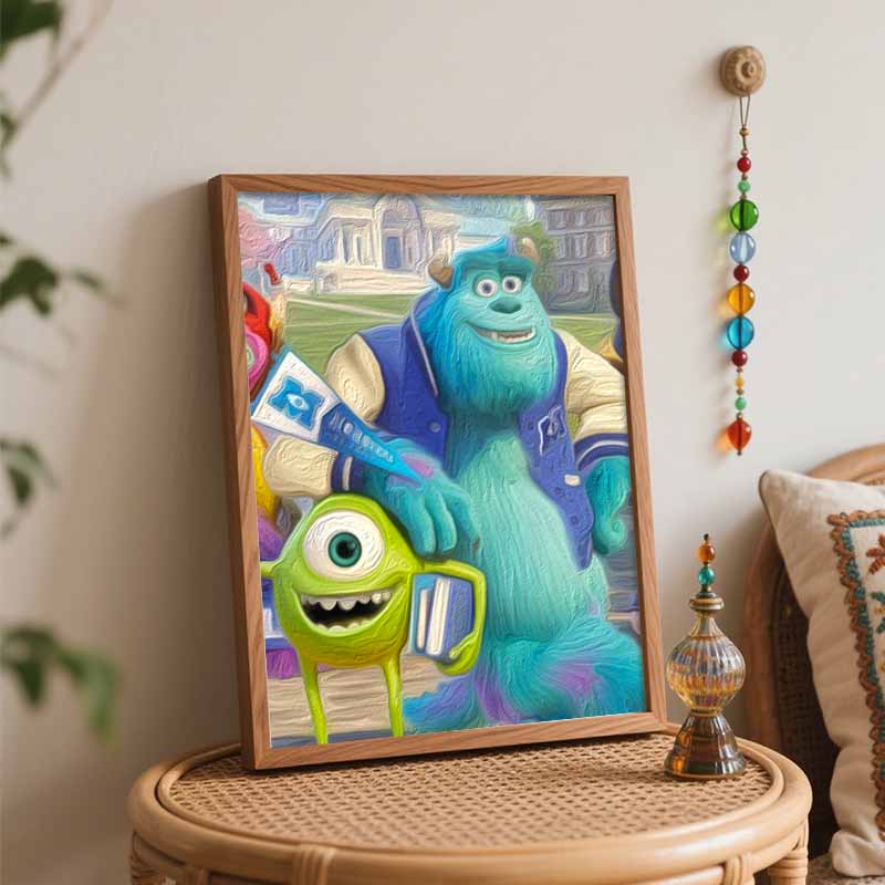 Disney Oil Painting DIY Digital Painting Cute Furry Monsters Character HandPainted Wall Art for Living Room and Entryway.