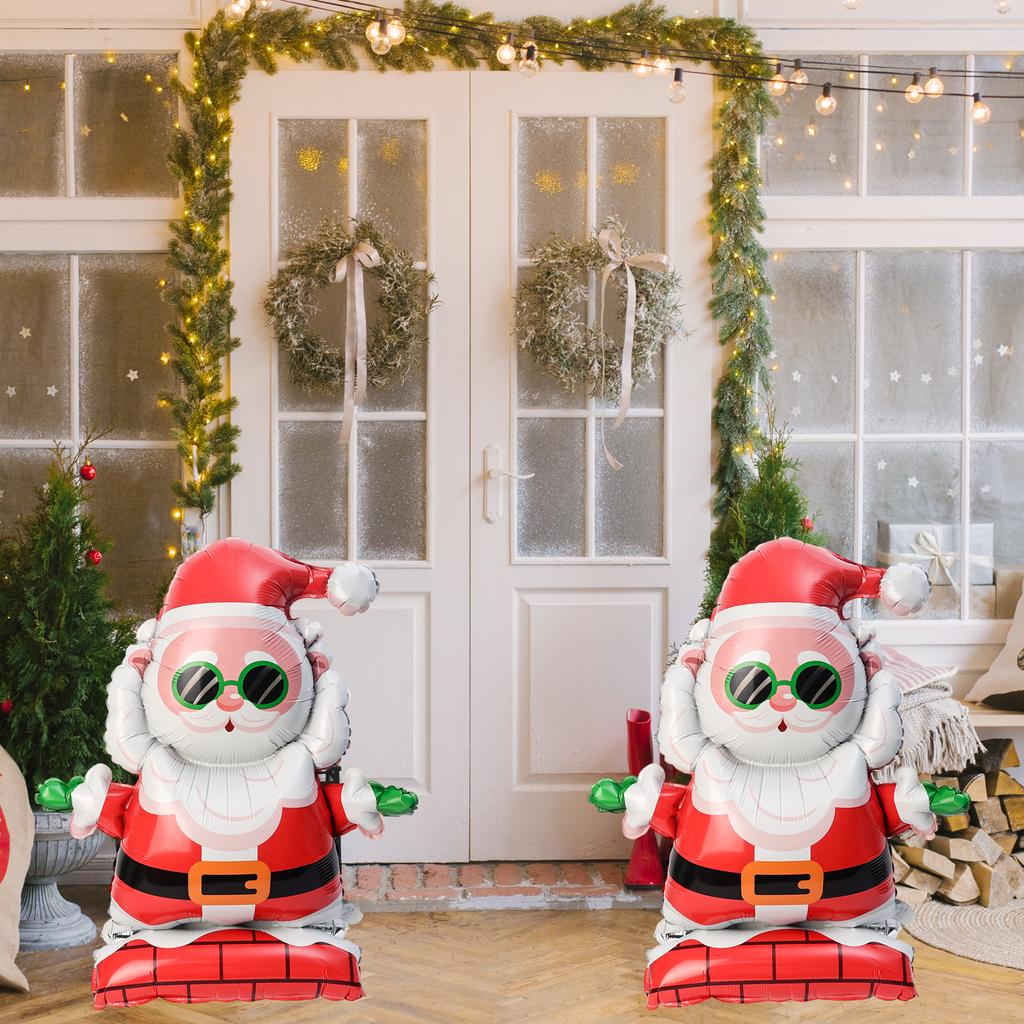 Large Standing Christmas Foil Balloon Xmas Tree Santa Claus Snowman Xmas Tree Inflatable Balloons Holiday Party Decor Kids Toys