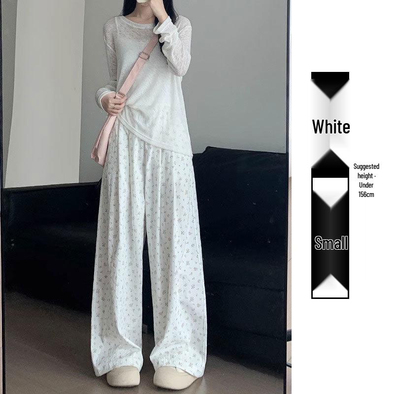 

Petite Extra-Long Floral Yamamoto Women s Wide-Leg Trousers - Spring/Summer 2025 Slimming Style 2XL (Recommended 131-150 Jin)