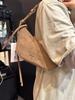 Matinkim Women's Suede Crescent Bag, Ning Yizhuo Same Style Niche Saddle Shoulder Handbag Crossbody Purse
