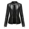 Fashion Women's Leather Jacket PU Leather Short Coat Stand Collar Jacket Women's Spring and Autumn Thin Leather Jacket