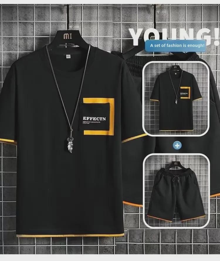 Men's Fashionable Summer Short-Sleeved T-Shirt and Shorts Set