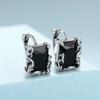 Cute Female Small Black Zircon Stone Hoop Earrings Vintage Fashion Silver Color Wedding  For Women