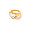 Yingtai Women's Geometric Ring: Stainless Steel with White Mother of Pearl, Mirror Polished, Vacuum Plated 18k Gold, Non-Fading.