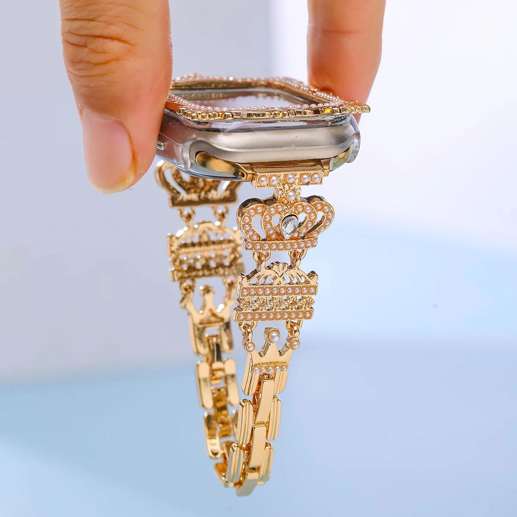 Diamond strap/Case for Apple Watch Strap 45mm 44mm 40mm 41mm Metal strap Cute and Fun case for iwatchx Series 987654SE