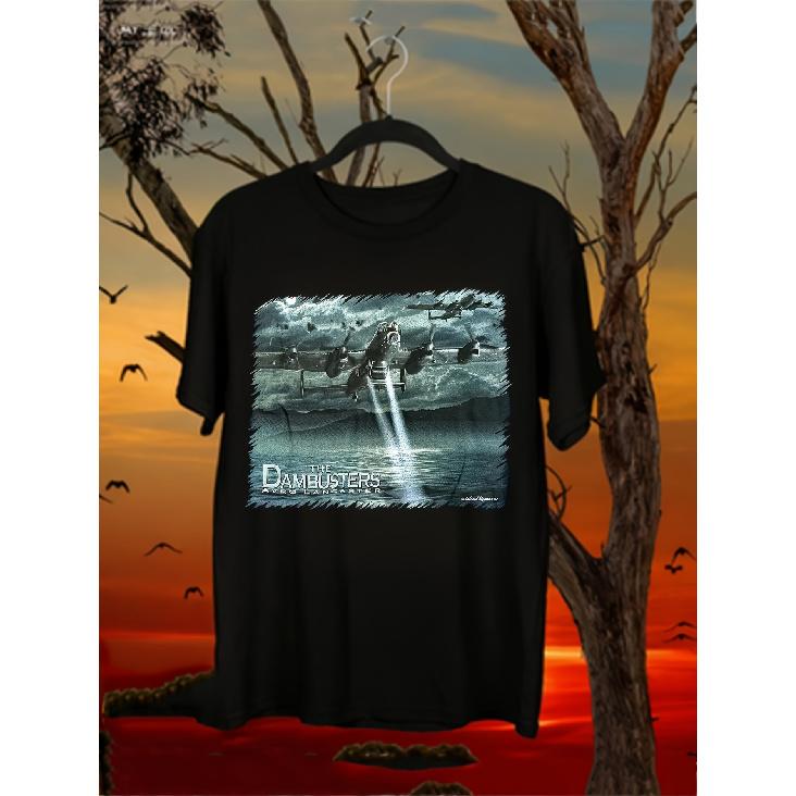 Men S Vintage Dambusters Avro Lancaster Bomber British Plane T-Shirt, Casual Crew Neck Top Featuring Lancaster Bomber And Dambusters Squadron S чёрный