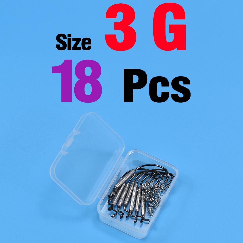 18Pcs Set Jig Crank Head Barbed Hook 1.8g 2g 3g 6g Soft Lure Worm Offset Fishhook Spring Lock Pin Fishing Tackle Accessories
