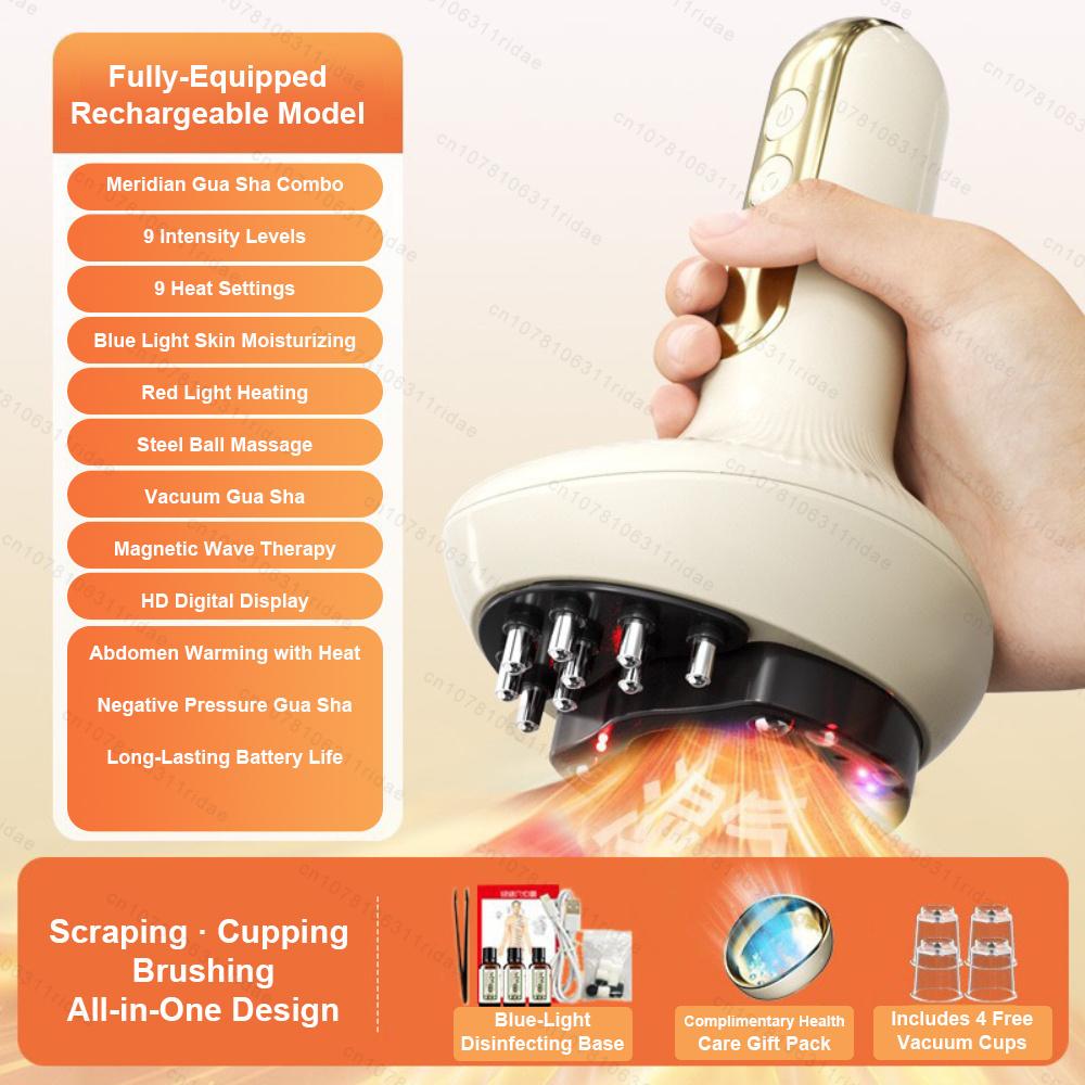 Cupping and Gua Sha Massager Electric Shaping Meridian Scraper Lymphatic Drainage Device Fat-Burning Cupping Back Massager
