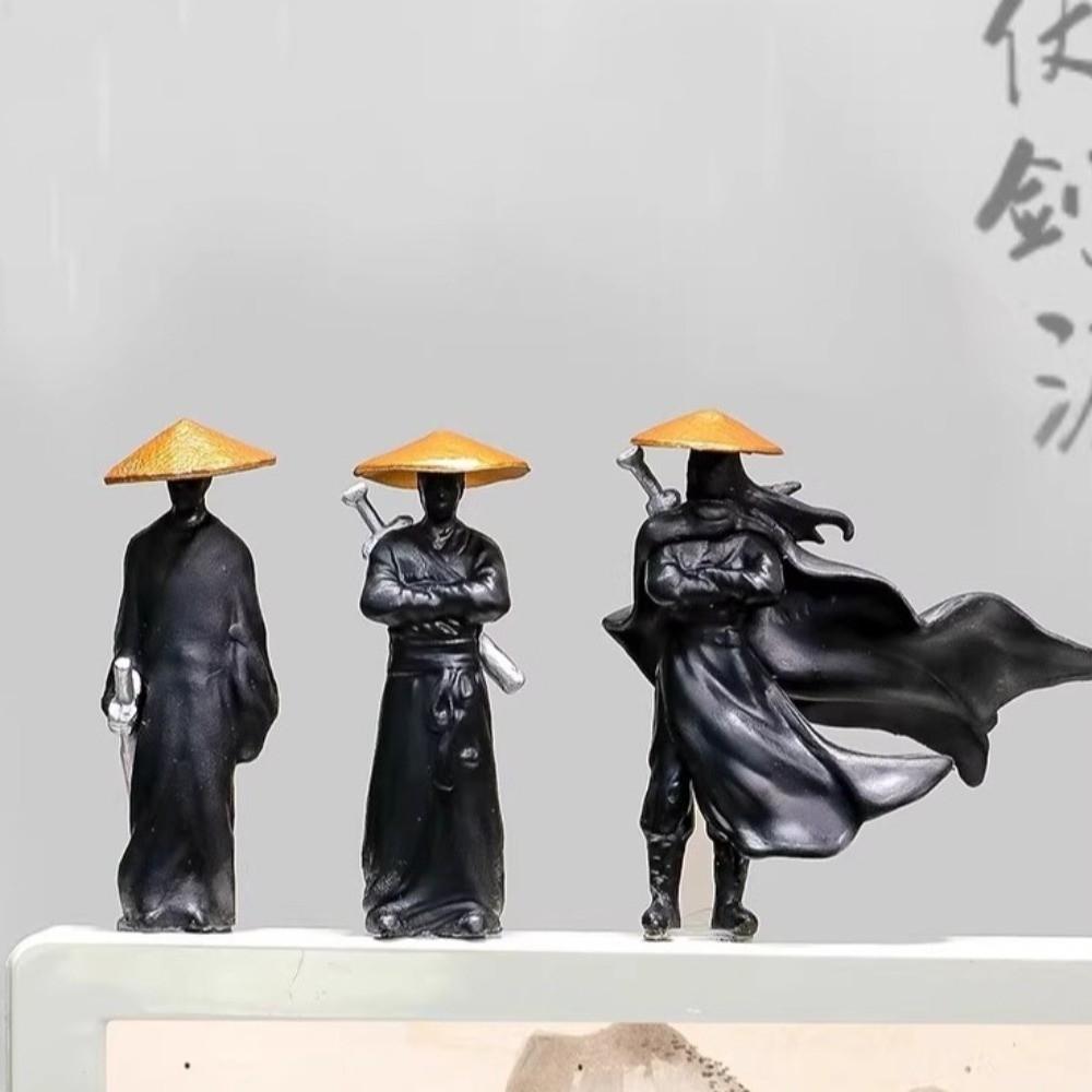 2/3/4pcs Creative Car Interior Decor Miniature Samurai Figurines Home Office Decor