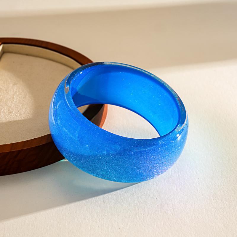 Y2K Boho Vintage Resin Bangle Women Wide Round Bracelet Dopamine Color Statement Wrist Jewelry For Daily Party Wear Accessories