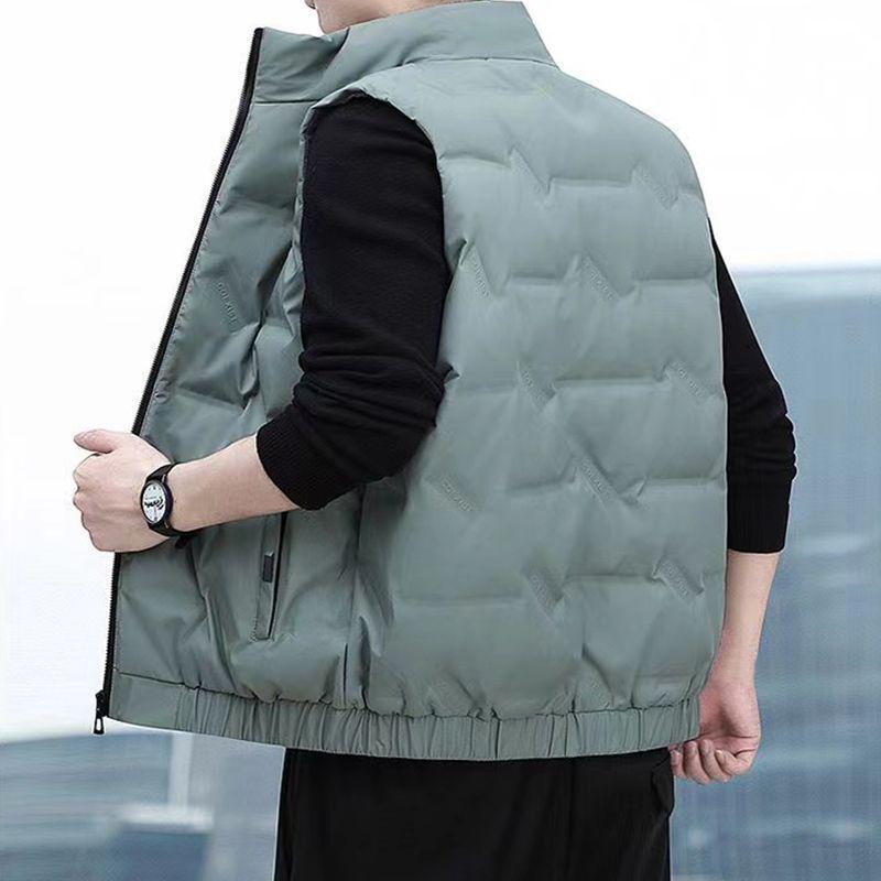 Men's White Duck Down 80% Lightweight Stand Collar Vest - Fashionable, Versatile, and Warm.