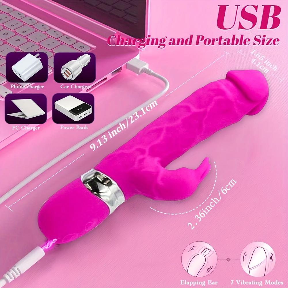 10 Modes Rabbit Dildo Vibrator G Spot Clitoris Stimulation Massager Women's Pleasure Sex Toys for 18