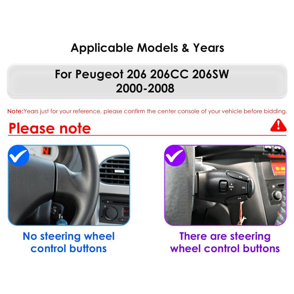 OSSURET Snapdragon 6115 Car Radio Autoradio for PEUGEOT 206 206SW 206CC 2001 - 2008 Carplay Android Auto Multimedia GPS 360 Cam Stereo