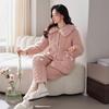 Coral Fleece Three-Layer Padded Pajamas Women'S Autumn And Winter Thickened Warm Padded Jacket Loungewear Set