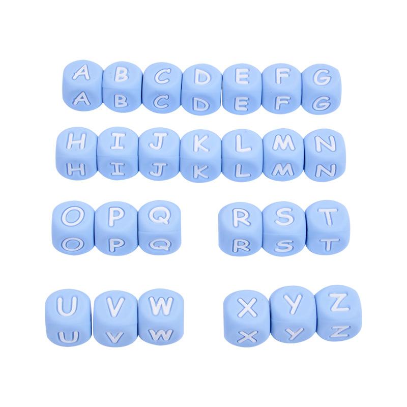 

52Pcs 12mm Baby Silicone Letters Beads Pacifier Letters Alphabet Beads Chew Teething Teethers Nursing Shower Gifts BPA Free
