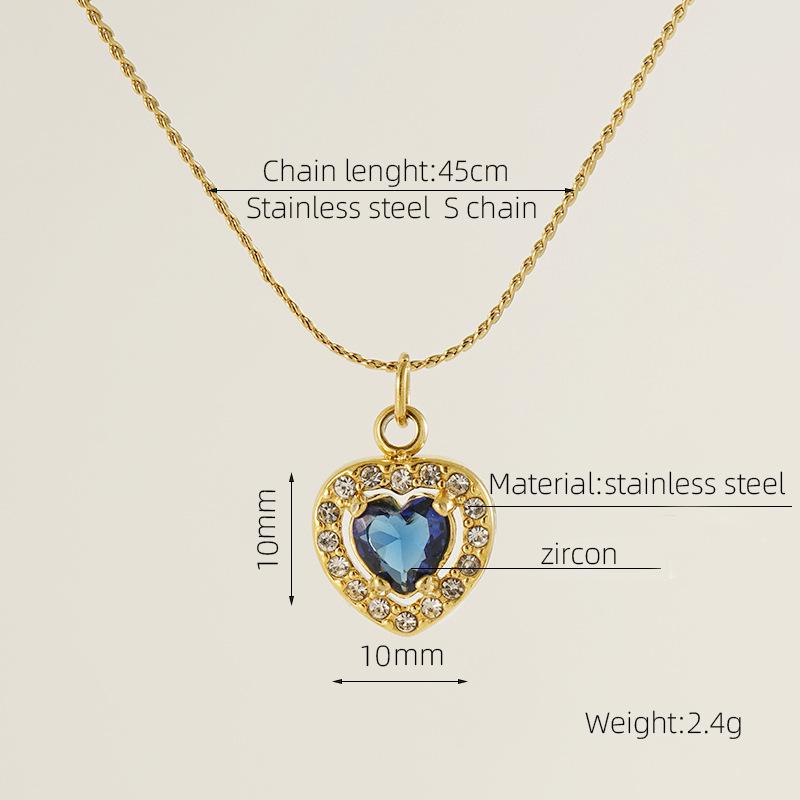 European American Ins Style Double-layer Zircon Titanium Steel Luxury Square Pendant Light Sporty Unisex 18K Gold Necklace