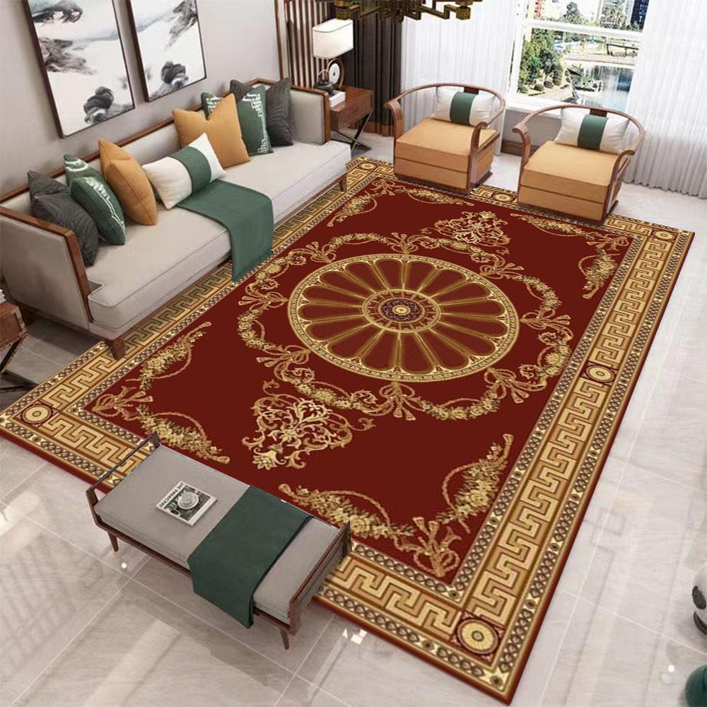 Klassischer Roter Türkischer Teppich Eleganter Wohnzimmerteppich Persisch Inspirierter Teppich für Schlafzimmer Flur Wintergarten Dekor Luxuriöser Heimakzent