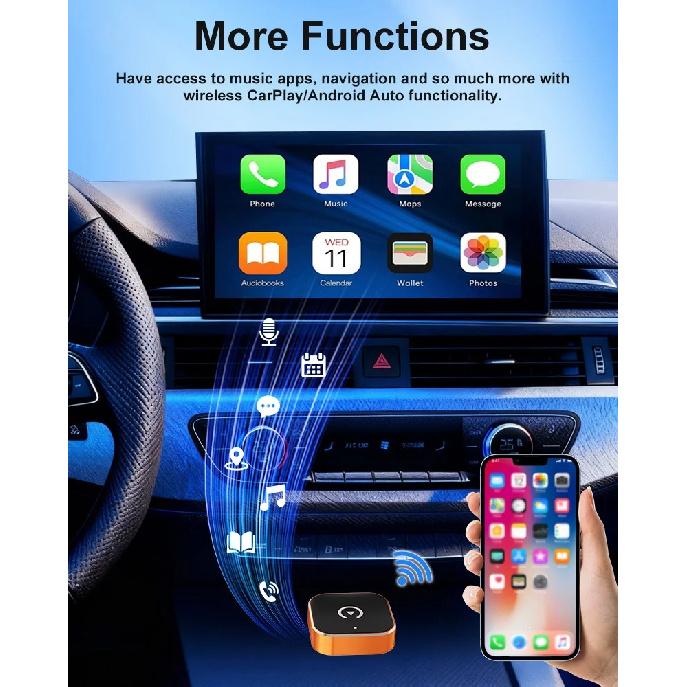 2026 Newest FLIXIVI CarPlay Adapter&Android Auto Adapter Plug and Play for VW Toyota Nissan Ford Benz for Apple & Android Phone