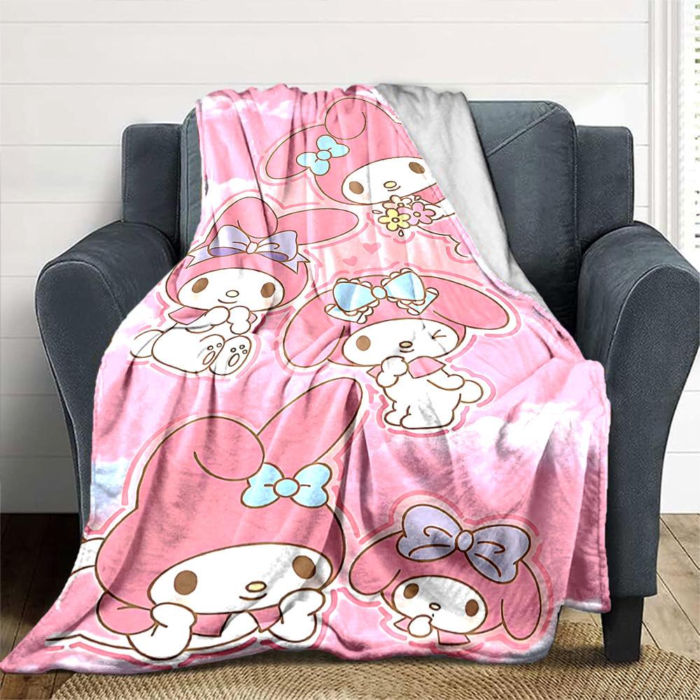 1pc My Melody Blanket Lightweight Flannel Throw for Sofa Bed Travel Camping Livingroom Office Couch Chair