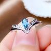 Bridal Wedding Love Water Drop Shining Design French Romantic Horse Eye Blue Zircon Ring Trendy  Elegant Jewelry