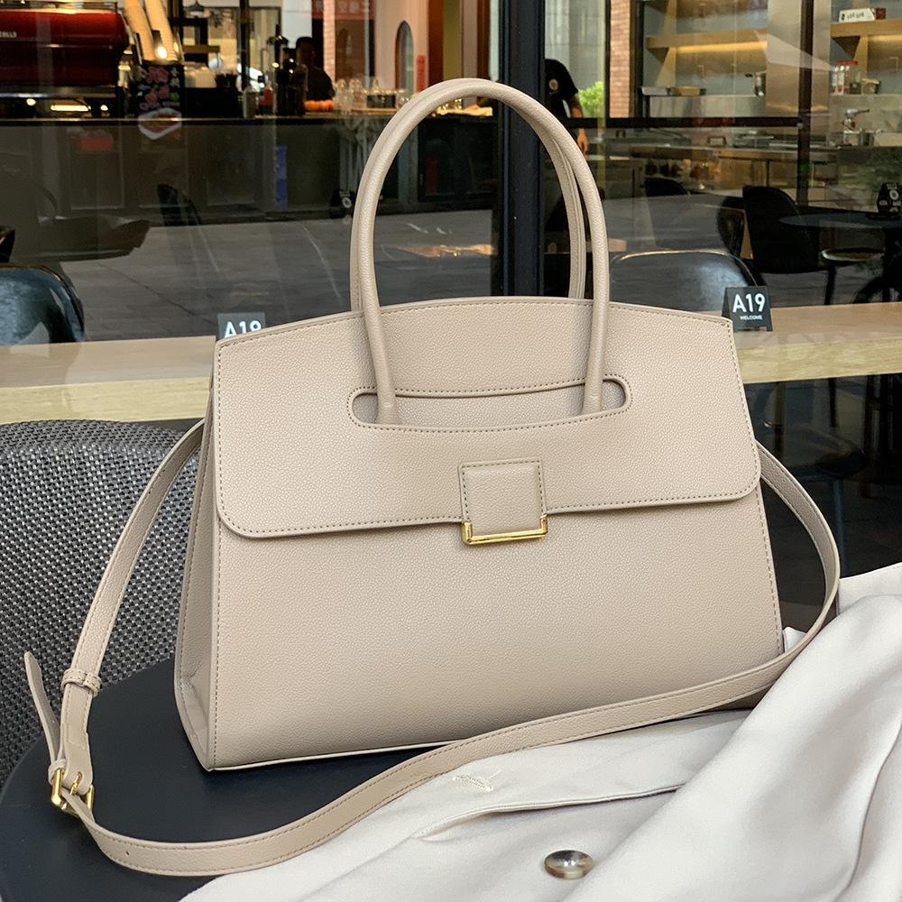 2024 Cross-Border Women's Handbag Briefcase for Commuting, Genuine Leather Original Niche Tote Bag, Large Capacity Simple Handbag