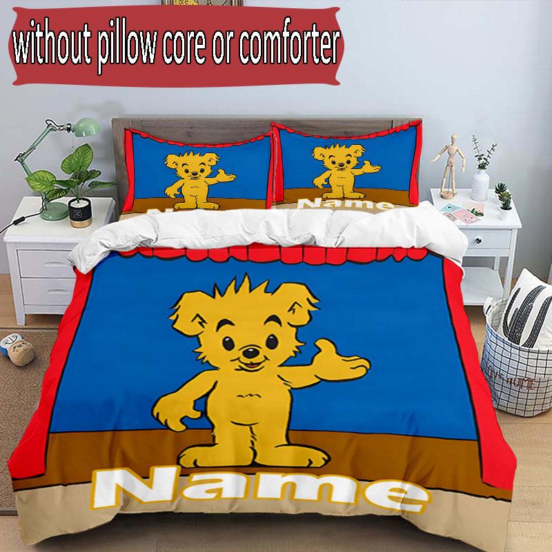 3pcs Duvet Cover Set (1*Duvet Cover + 2*Pillowcase, Without Core), Custom Name Bamse Pattern Bedding Set, Home Bedroom Decor Gift