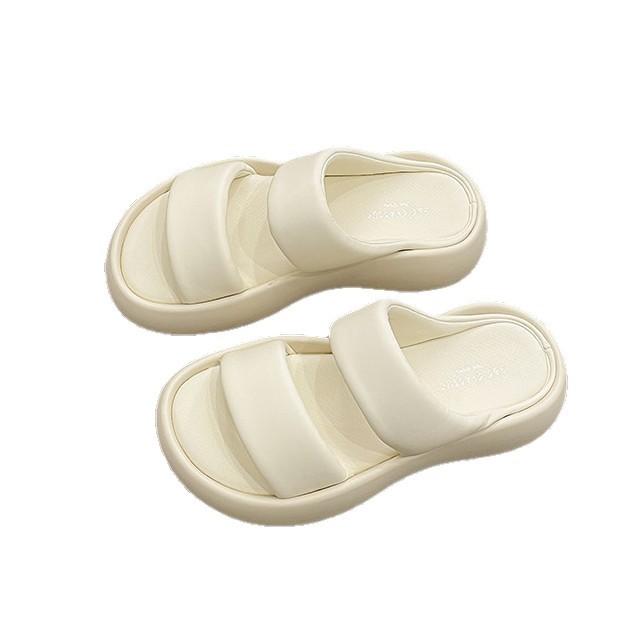 Thick-soled soft leather slippers for women's outer wear summer 2025 new high-end fashion versatile one-word drag women's casual sandals