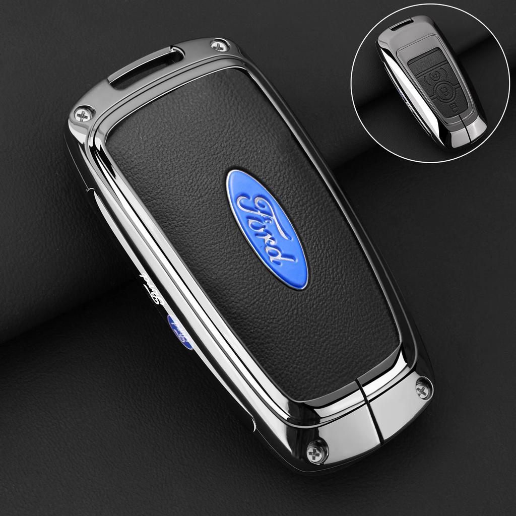 Car Sticker 2026 Ford New 2025 Hot Leather Car Key Case Protector Cover for Ford Fusion Mustang Explorer F150 F250 F350 EcoSport