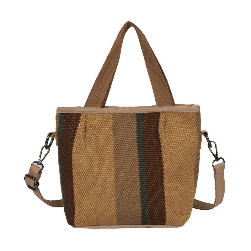 Canvas-Tasche mit großem Fassungsvermögen, gestreift, Damen, Sommer 2025, neue trendige Mode, tragbare Tragetasche, Pendler-Umhängetasche