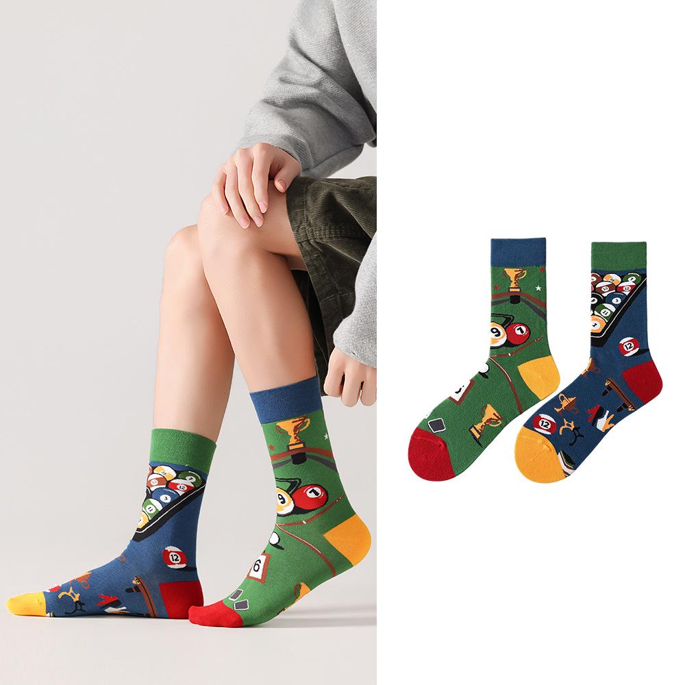 AB Socks Unisex Mid-Calf Dopamine Outfit, Asymmetrical Mismatched Street Trend Long Socks
