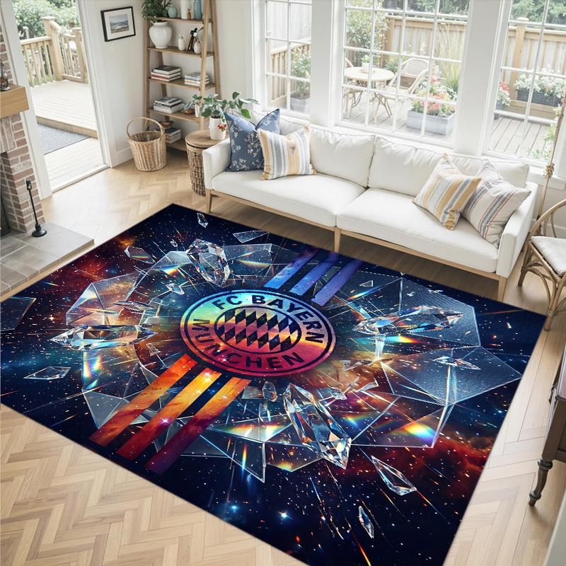 Bayern Munich Design Crystal Velvet Carpet Cozy Non?Slip Printed Rug For Bedroom Living Room Entrance