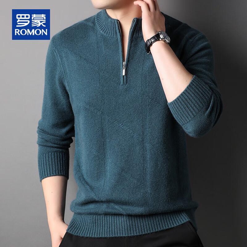 ROMON Men's 100% Cashmere Half-Zip Pullover Sweater