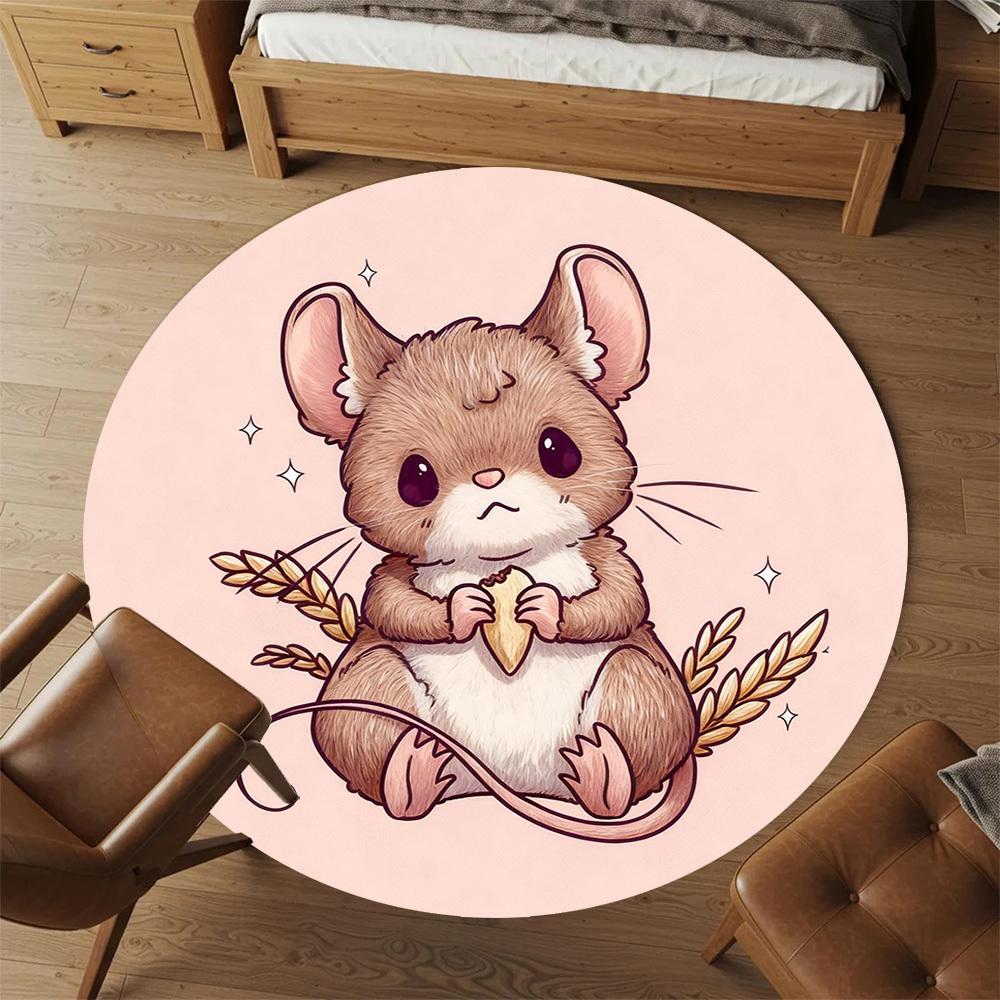 1pc Mouse Grain Round Chair mat office Area Rug - Non-Slip, Floor Mat for Office, Bedroom, Ideal home decor gift p0105002